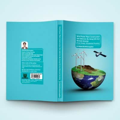 نمونه کار طرح روی جلد کتاب انگلیسی مکانیابی ساخت نیروگاه بادی با استفاده از سنجش راه دور ماهواره ای